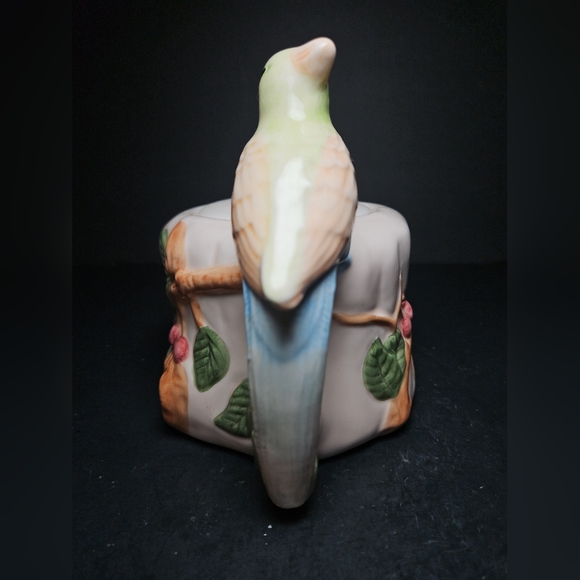 Vintage Ceramic Majolica Style Teapot With Cockatoo Bird Handle - Picture 2 of 8